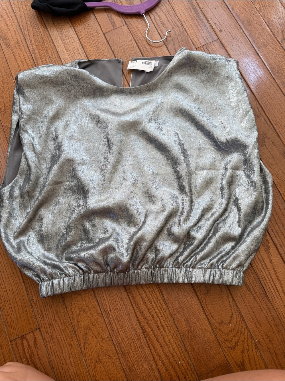 TCEC Silver Metallic Sleeveless Crop Top